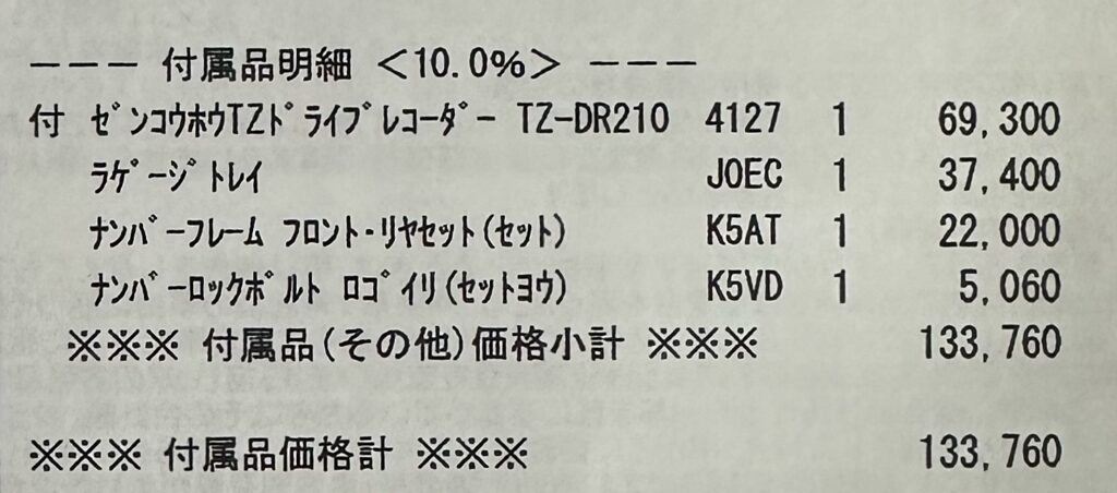 レクサスUX見積もり、ディーラーオプション